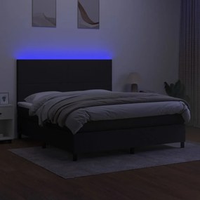 ΚΡΕΒΑΤΙ BOXSPRING ΜΕ ΣΤΡΩΜΑ &amp; LED ΜΑΥΡΟ 180X200 ΕΚ. ΥΦΑΣΜΑΤΙΝΟ 3134735