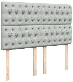 vidaXL Κρεβάτι Boxspring με Στρώμα Ανοιχτό Γκρι 140x190 εκ. Βελούδινο