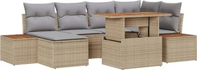 vidaXL Σετ Καναπέ Κήπου με αποθήκευση 7 pcs Μπεζ Πολυ ράταν