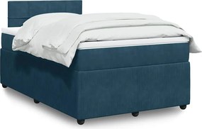 vidaXL Κρεβάτι Boxspring με Στρώμα Μπλε 120x190 εκ. Βελούδινο