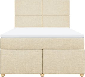vidaXL Κρεβάτι Boxspring με Στρώμα Κρεμ 140x200 εκ. Υφασμάτινο
