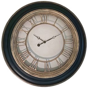 Ρολόι τοίχου Nopla Inart σε μάυρη αντικέ και χρυσή απόχρωση Φ60.2x5.6εκ