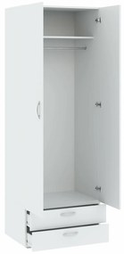 Ντουλάπα Bristol 187, Άσπρο, 214x74x52cm, 68 kg, Πόρτες ντουλάπας: Με μεντεσέδες | Epipla1.gr