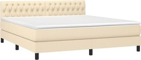 vidaXL Κρεβάτι Boxspring με Στρώμα Κρεμ 180x200 εκ. Υφασμάτινο