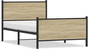 vidaXL Σκελετός Κρεβ. Χωρίς Στρώμα Sonoma Δρυς 100x190 εκ. Μεταλλικό