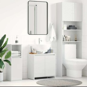 vidaXL Ντουλάπι Νιπτήρα Γυαλιστερό Λευκό 60 x 33 x 61 εκ. Επεξ. Ξύλο