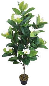 Τεχνητό Φυτό Σε Γλάστρα Πλουμέρια 04-00-18759 140cm Green-Ecru Marhome Συνθετικό Υλικό