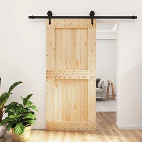 vidaXL Συρόμενη Πόρτα Φυσικό και Μαύρο 95 x 210 cm
