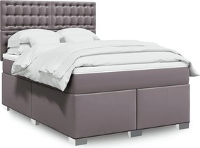vidaXL Κρεβάτι Boxspring με Στρώμα Γκρι 160x200εκ. από Συνθετικό Δέρμα