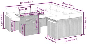 vidaXL Σαλόνι Κήπου Σετ 9 τεμ. Μπεζ Συνθετικό Ρατάν με Μαξιλάρια