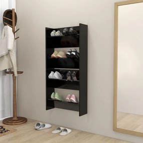 vidaXL Παπουτσοθήκες Τοίχου 2 τεμ. Μαύρο 60x18x60 εκ. από Μοριοσανίδα