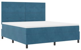 vidaXL Κρεβάτι Box Spring με Στρώμα & LED Σκούρο Μπλε 180x200 εκ. Βελούδο
