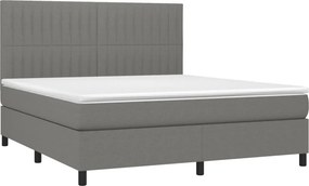 vidaXL Κρεβάτι Boxspring με Στρώμα Σκούρο Γκρι 180x200 εκ Υφασμάτιν
