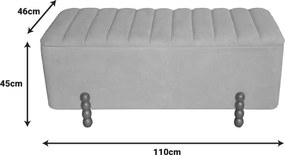 Σκαμπό μπαούλο Daph Inart σετ 2 τεμ βελούδο σε μπεζ και λευκή απόχρωση