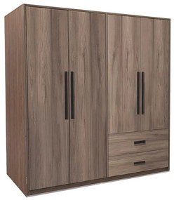 4-door wardrope Edritte with drawers light walnut melamine 160x52x195cm 160x52x195 εκ.