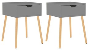 vidaXL Κομοδίνα 2 τεμ. Γκρι 40 x 40 x 56 εκ. από Επεξεργ. Ξύλο