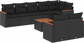 vidaXL Patio Sofa Set 8-θέσια Black