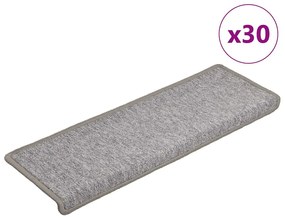 vidaXL Πατάκια Σκαλοπάτια 30 τεμ. Ανοιχτό Γκρι 65x21x4 εκ. με Ορθογώνια Άκρη