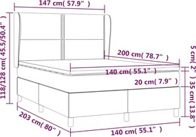 vidaXL Κρεβάτι Boxspring με Στρώμα Μαύρο 140x200 εκ. Υφασμάτινο