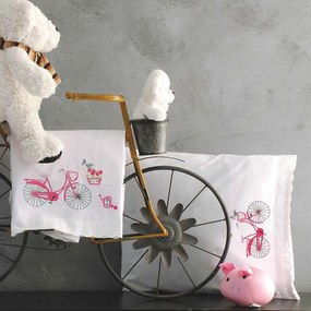 Σεντόνια Βρεφικά Σετ 3τμχ Loulou White - Pink Ρυθμός Cradle 100x160cm Χωρίς Λάστιχο 100% Cotton