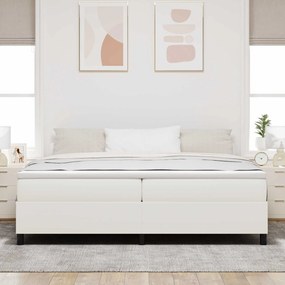 vidaXL Κρεβάτι πλατφόρμα Κρεμ 200 x 200 cm Υφασμάτινο Κορντουρά