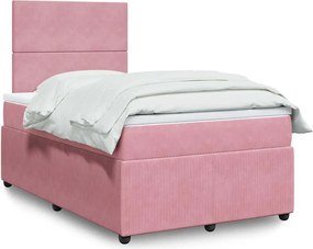 vidaXL Κρεβάτι Boxspring με Στρώμα Ροζ 120x190 εκ. Βελούδινο