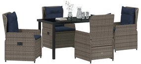 vidaXL Σέτ φαγητού για κήπο 5 pcs Γκρι Πολυ ράταν