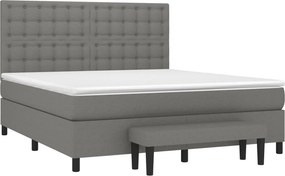 vidaXL Κρεβάτι Boxspring με Στρώμα Σκούρο Γκρι 180x200 εκ Υφασμάτιν