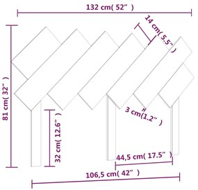 vidaXL Κεφαλάρι Κρεβατιού 132x3x81 εκ. από Μασίφ Ξύλο Πεύκου