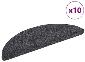 vidaXL Πατάκια Σκάλας Αυτοκόλ. 10 τεμ Σκ. Γκρι 56x17x3 εκ Βελονιασμένα
