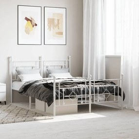 Πλαίσιο Κρεβατιού με Κεφαλάρι&amp;Ποδαρικό Λευκό 140x200εκ. Μέταλλο