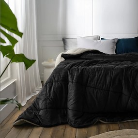 Κουβερτοπάπλωμα Υπέρδιπλο Teddy Graphite Black 235x245 - Gofis Home 407/14