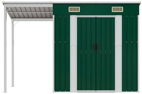 vidaXL Αποθήκη Κήπου Εκτεταμένη Οροφή Πράσινη 277x107x181 εκ. Ατσάλι