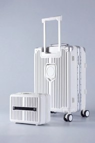 Stewehome Σετ 2 τεμαχίων βαλίτσες καμπίνας και νεσεσέρ από πολυανθρακικό λευκό 56x38x22 cm