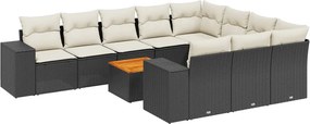 vidaXL Patio Sofa Set 10-θέσια Black and Cream