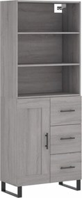vidaXL Ντουλάπι Γκρι Sonoma 69,5 x 34 x 180 εκ. Επεξεργασμένο Ξύλο
