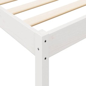 Κρεβάτι Βιβλιοθήκη Χωρίς Στρώμα 140x190 εκ Μασίφ Ξύλο Πεύκου - Λευκό