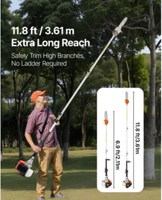 VEVOR Gas Pole Saw Tree Trimmer Rotatable Head 43CC 2-Stroke 10 in Cutting Bar