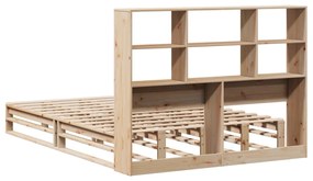 Κρεβάτι Βιβλιοθήκη Χωρίς Στρώμα 120x190 εκ Μασίφ Πεύκο - Καφέ