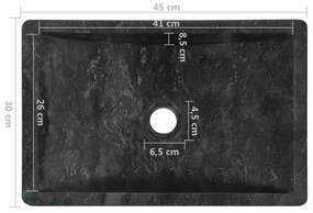 Νιπτήρας Γυαλιστερό Μαύρο 45 x 30 x 12 εκ. Μαρμάρινος - Μαύρο