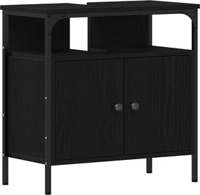 vidaXL Σετ Επίπλων Μπάνιου με ράφι 4 pcs Μαύρη Οξυά Επεξεργασμένο ξύλο