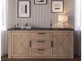 Μπουφές VINCENT Oak Endgray Untreatad / Dark Concrete 197x42.5x88.5cm