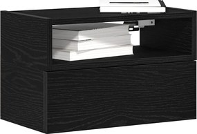 vidaXL Κομοδίνο Επιτοίχιο mαύρο 45x26x28,5 εκ.