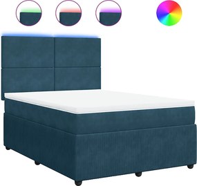 vidaXL Κρεβάτι Boxspring με Στρώμα Μπλε 140x200 εκ. Βελούδινο