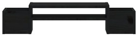 Βάση Οθόνης Μαύρη 70x27,5x15 εκ. από Μασίφ Ξύλο Πεύκου - Μαύρο