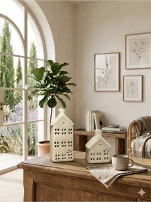 Stewehome Σετ 2 τεμαχίων σκανδιναβικών κεραμικών κηροπήγιων Μπεζ