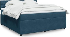 vidaXL Κρεβάτι Boxspring με Στρώμα Μπλε 180x200 εκ. Βελούδινο
