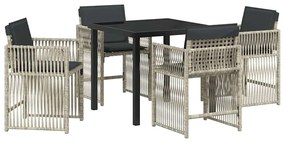 vidaXL Σέτ φαγητού για κήπο 5 pcs Ανοιχτό γκρι Πολυ ράταν