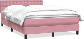 vidaXL Κρεβάτι Boxspring με Στρώμα Ροζ 160x210 εκ. Βελούδινο