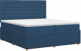 vidaXL Κρεβάτι box spring με στρώμα Μπλε 140 x 200 cm Ύφασμα